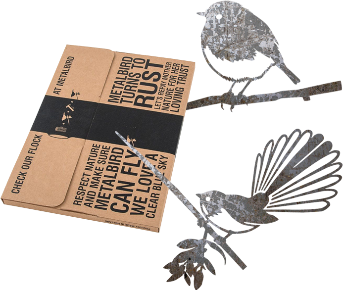 Metalbird Robin, Metalbird Fantail and Metalbird packaging