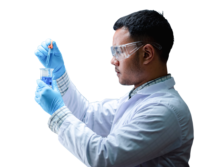 Research scientist using pipette