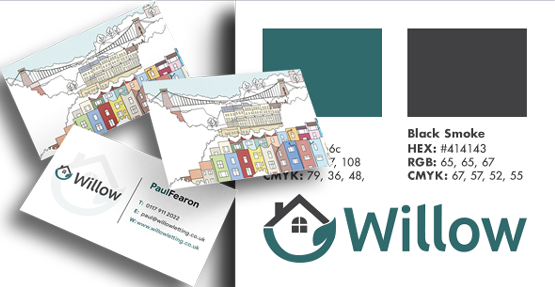 Willow Letting business card artwork and logo colour codes